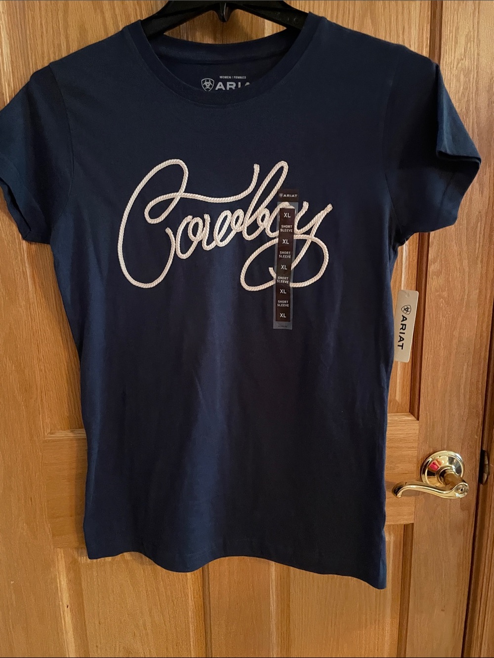 NWT Ariat Women's Navy 'Cowgirl' Crewneck Tee - Size XL